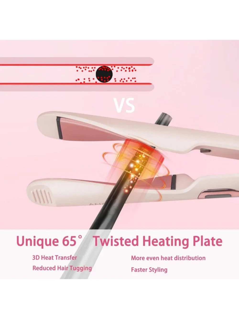2-in-1 Hair Straightener & Curler, Dual Voltage Flat Iron, Adjustable Temp